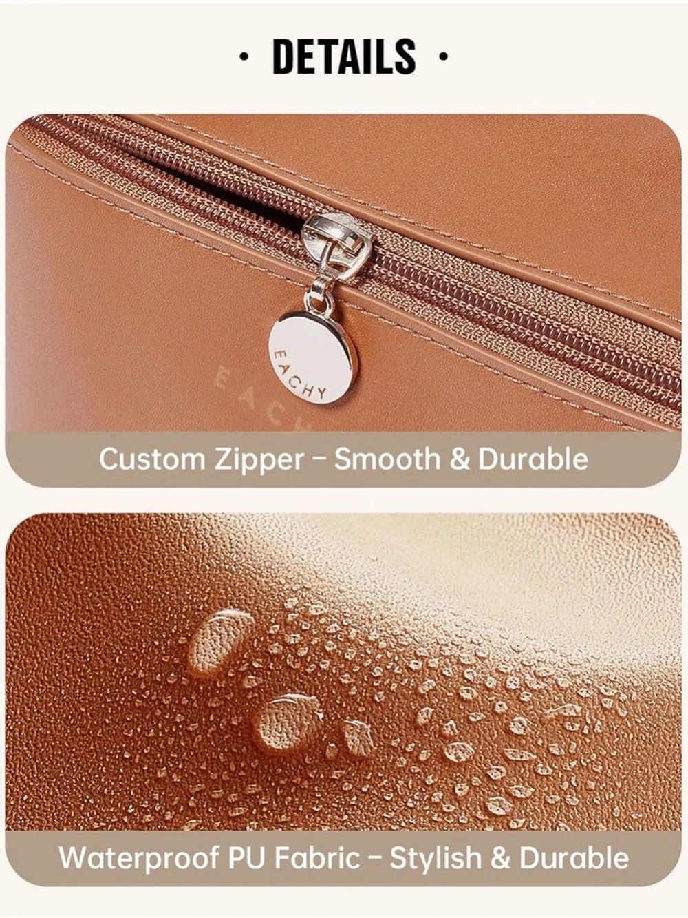 NIB Eachy Medium Compact Tan Travel Organizer Pouch - Toiletry Storage
